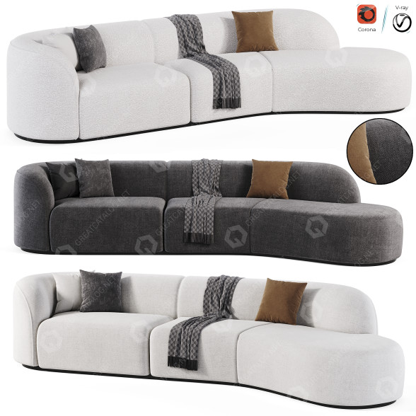 Диван Homary Curved Faux-Fur Polyester 3D модель