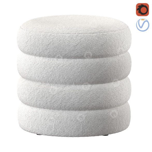 Pouf Golden Lighting Mecca Boucle Round Storage 3D model