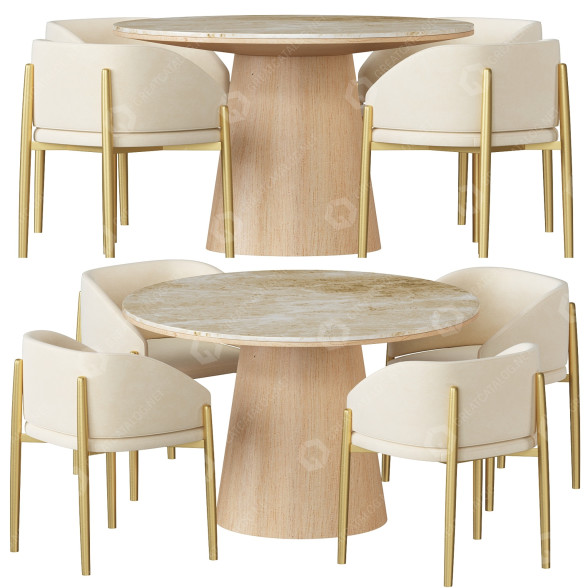 Table et chaises Porro Frank and Materic Quartz modèle 3D