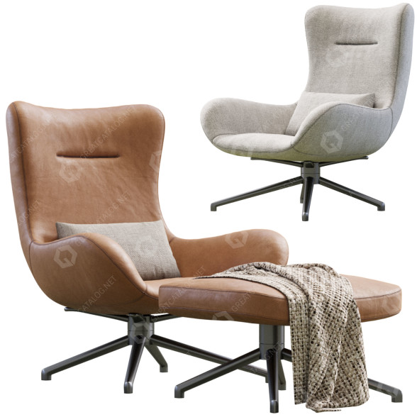 Sessel und Ottomane Minotti Jensen 3D-Modell
