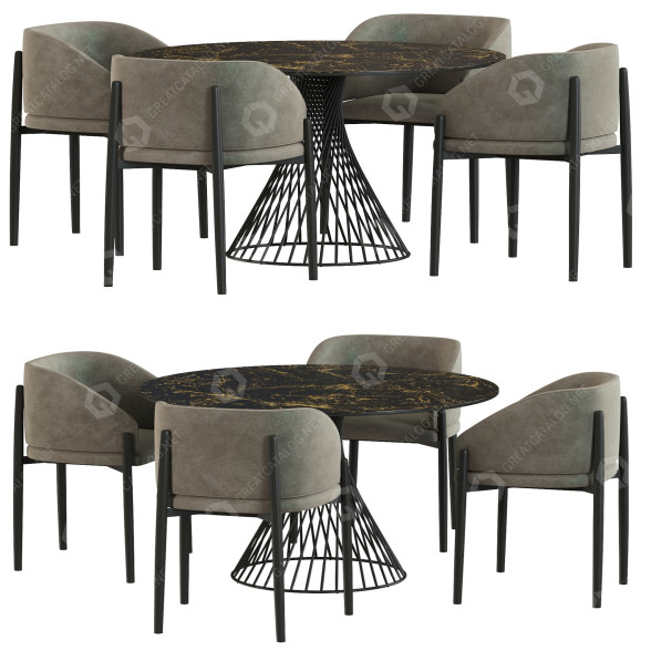 Mesa y sillas Fischer  Moebel Claris and Frank Modelo 3D