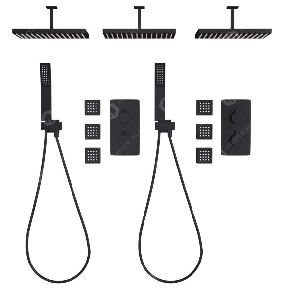 Душовий набір GoodBZ Matte Black Thermostatic Rain Mixer 3D модель