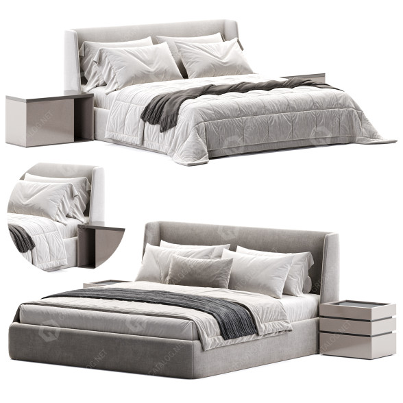 Bett und Nachttischchen Giulio Marelli Dexter 3D-Modell