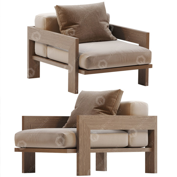Sillón Minotti Alison Iroko Outdoor Modelo 3D