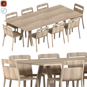 Стіл та стільці Go Home Plateau Oak Finish and Hollywood Natural Oak
