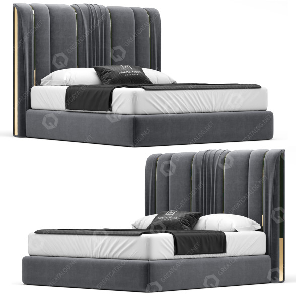 Ліжко Italian Pleat Upholstered Velvet by Juliettes Interiors 3D модель