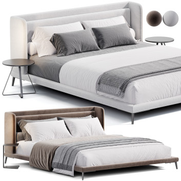 Cama y mesitas de noche Bonaldo Austin Modelo 3D