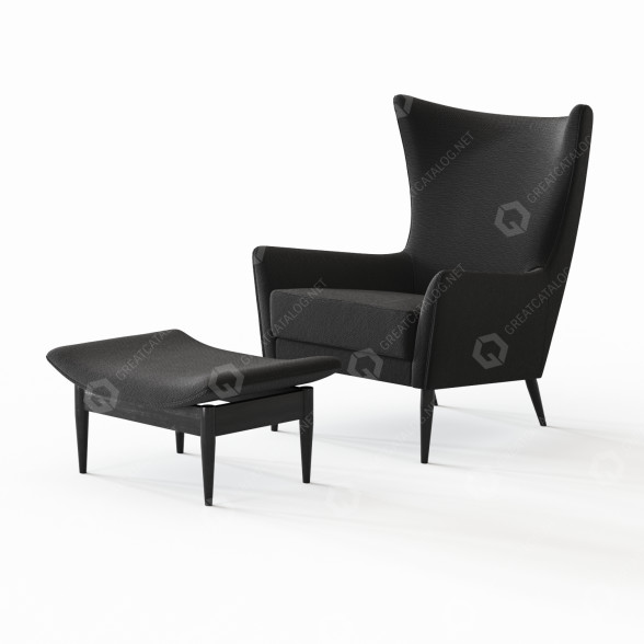 Крісло та пуф De Padova Wingback 3D модель