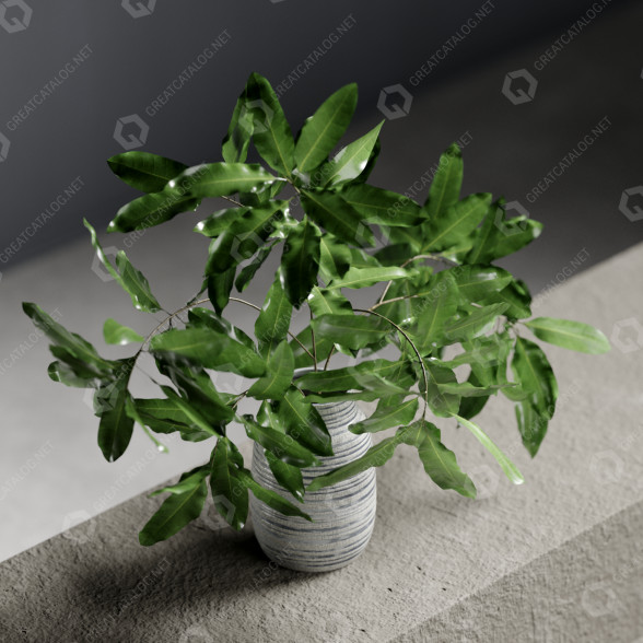 Blumenstrauß Vase mit Blättern 3D-Modell