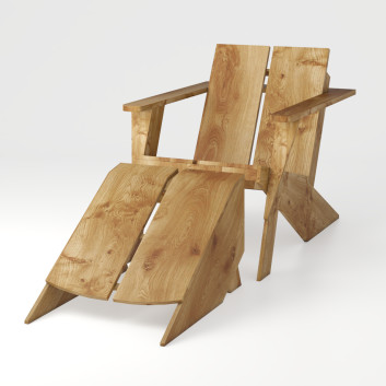 Шезлонг Paso Teak Outdoor Adirondack 3D модель