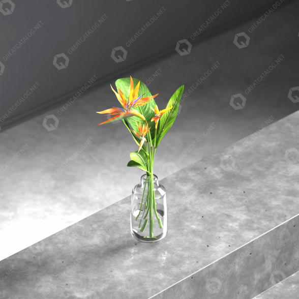 Bukiet Plant in Glass Vase model 3D
