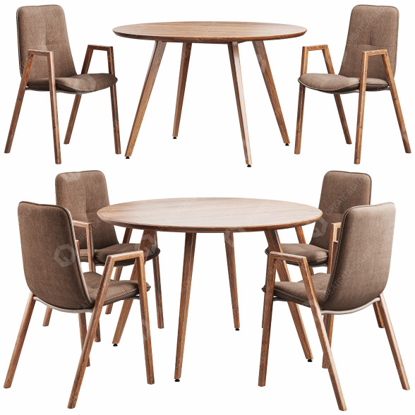 Table and Chairs Arhaus Wagner Round Dining and Rialto 3D model