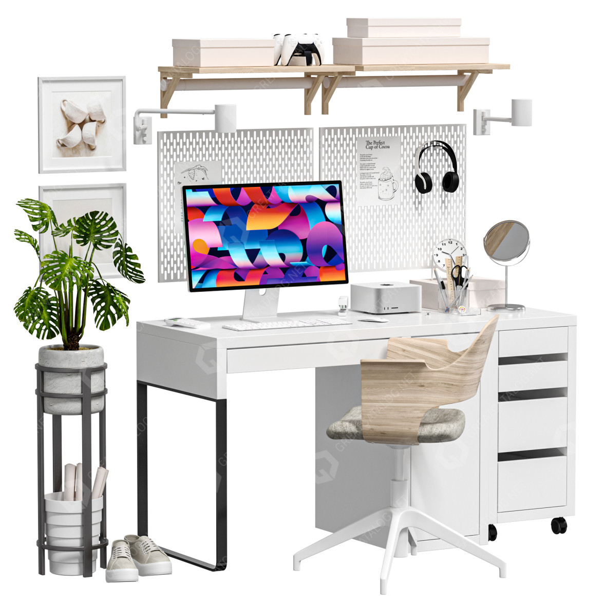 Workspace IKEA Micke Office Workstation 4 3D model