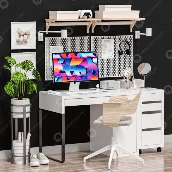 Przestrzeń robocza IKEA Micke Office Workstation 4 model 3D