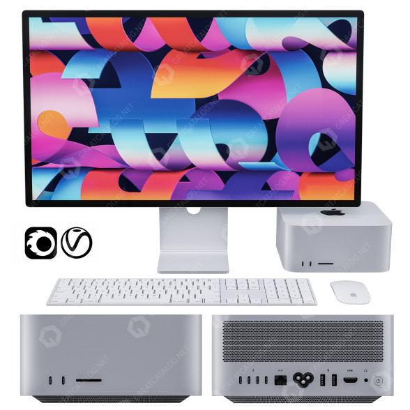 Комп'ютер Apple Mac Studio with Studio Display 3D модель