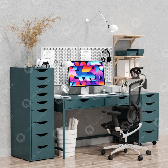 Espacio de trabajo IKEA Alex Office 1 Modelo 3D