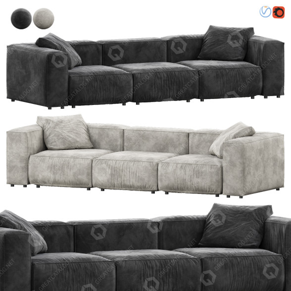 Диван Arhaus Coburn Three Piece 3D модель