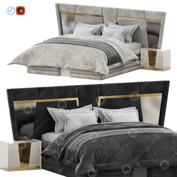 Кровать и тумбочки Medusa Home Gustav 3D модель