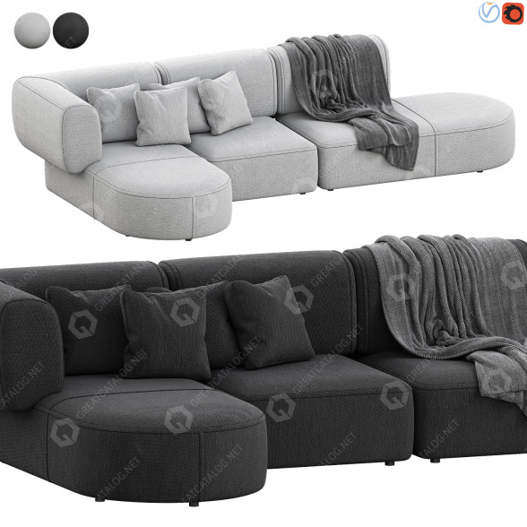 Диван Cassina Bowy 553 3D модель