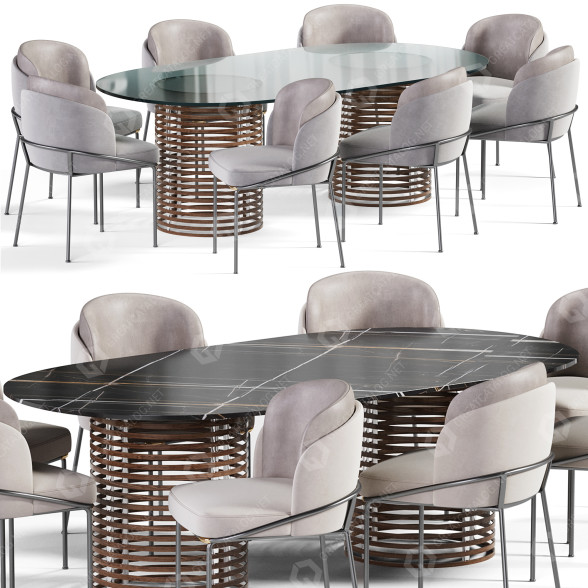 Tisch und Stühle Minotti Grand Sola and Fil Noir 3D-Modell