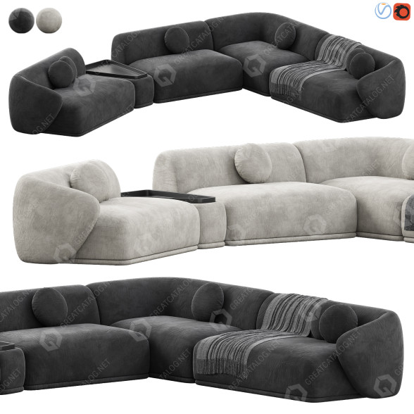 Диван Meridiani Rene Set 2 3D модель