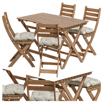 Стіл та стільці IKEA Askholmen Outdoor 4 Seats 3D модель