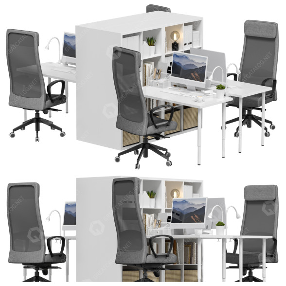 Przestrzeń robocza IKEA Set 29 Marcus model 3D