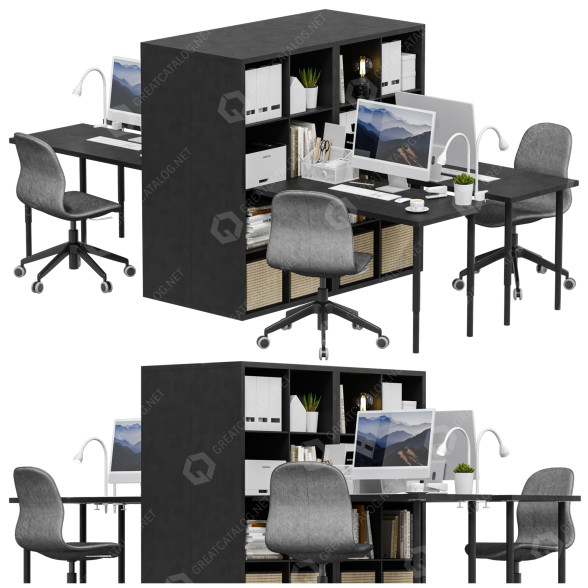 Espacio de trabajo IKEA Set 30 Langfjaell Modelo 3D