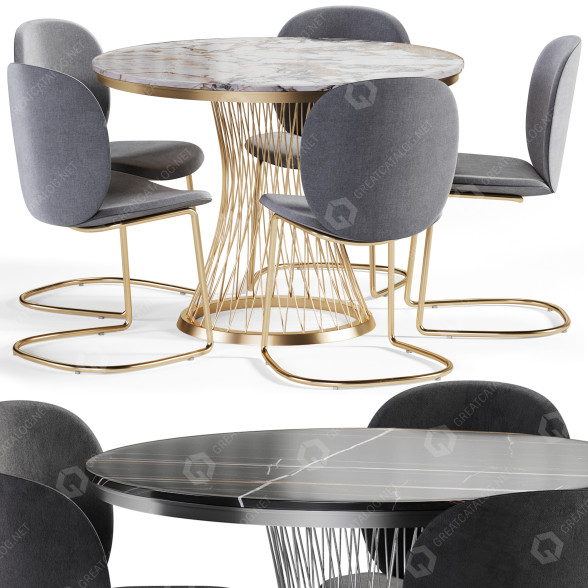 Стіл та стільці Dining Set 2 3D модель