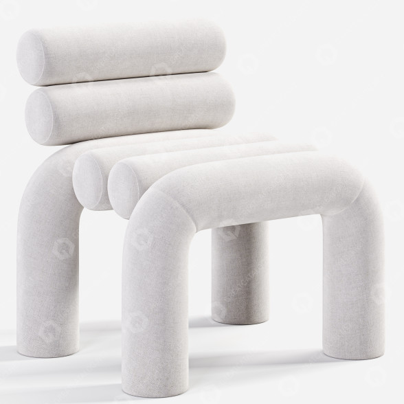 Silla Homary Beige Velvet Accent Modelo 3D
