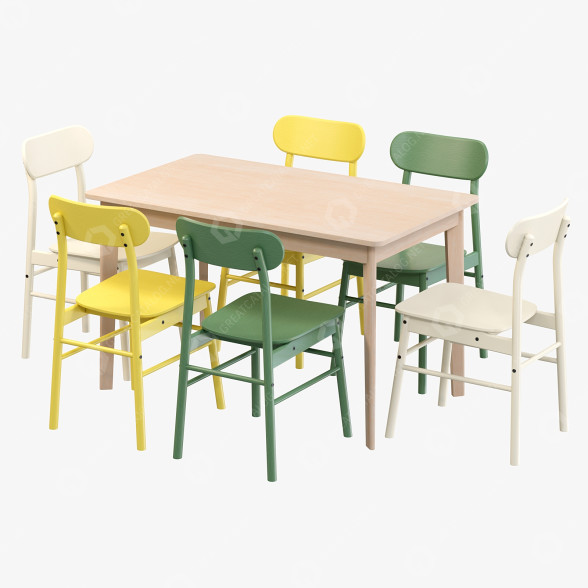 Table and Chairs IKEA Roenninge 3D model