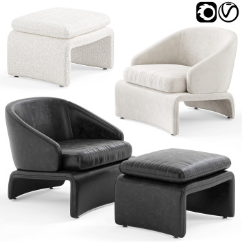 Fotel i pufa  Minotti Halley Model 3D