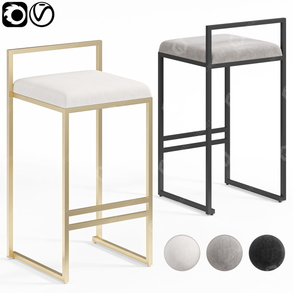 Barhocker Homary Modern Upholstered Velvet 3D-Modell