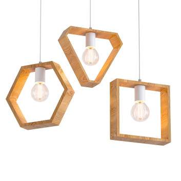 Pendant Lamps Warmly Geometric Hanging Wooden