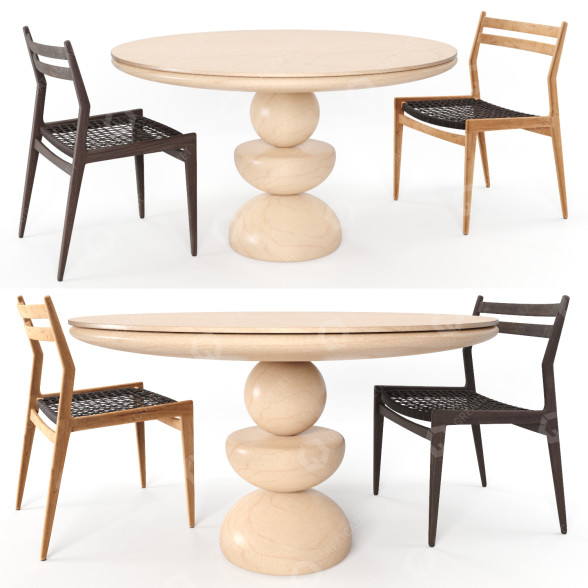 Tisch und Stühle Dining Set 2 with Woven Ropes 3D-Modell