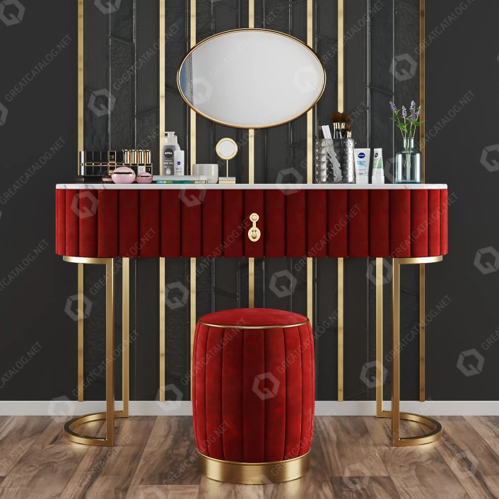red dressing table Sultry Red Gothic Vanity