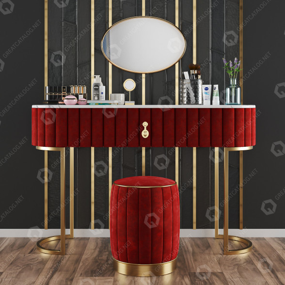 Туалетний столик та пуф Modern Interior Set 374 3D модель