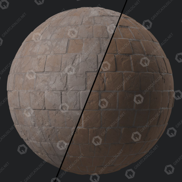 Бруківка Slat Stone Paving Sbsar Pbr 4k Seamless 3D модель