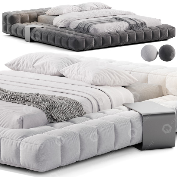 Bed and Bedside Tables Bonaldo Squaring 3D model