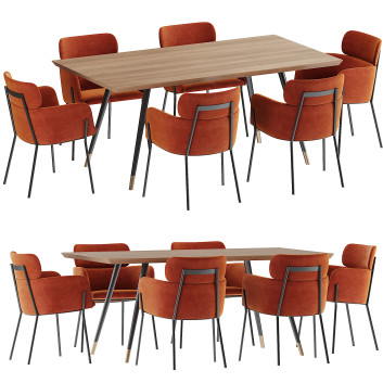Стіл та стільці CB2 Azalea Brown Dining Set