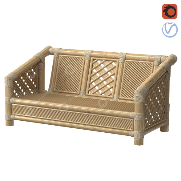 Диван Wooden 3D модель
