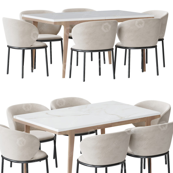 Table and Chairs Desalto Mun 3D model