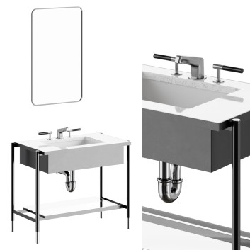 Bathroom Bond Metal Four Leg Single Washstand 3D model
