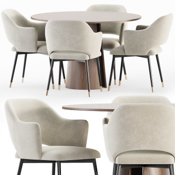 Tisch und Stühle  Eva Carver 3D-Modell