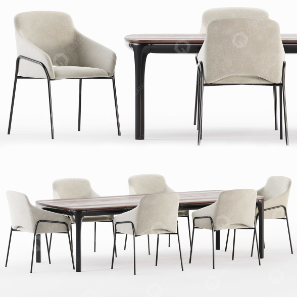 Стіл та стільці Modern Dining Set 05 3D модель