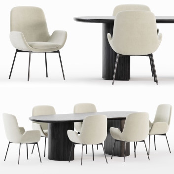 Tisch und Stühle  Set 06 3D-Modell