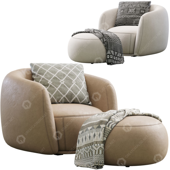 Fotel i pufa Moroso Pacific model 3D