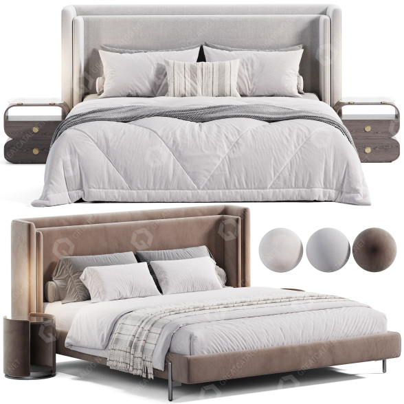 Bed and Bedside Tables Elm & Iron Dallon King 3D model