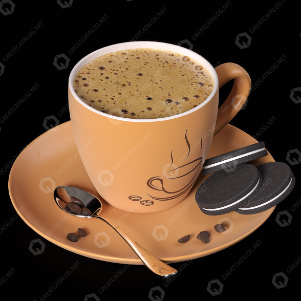 Кофе и печенье Oreo 3D модель