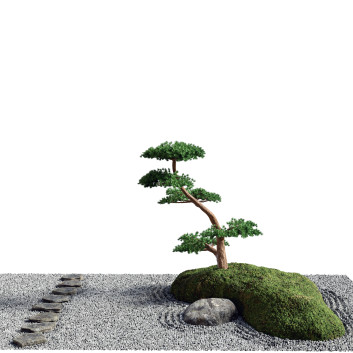 Garten Lowpoly japanischer fels (zen) 04
